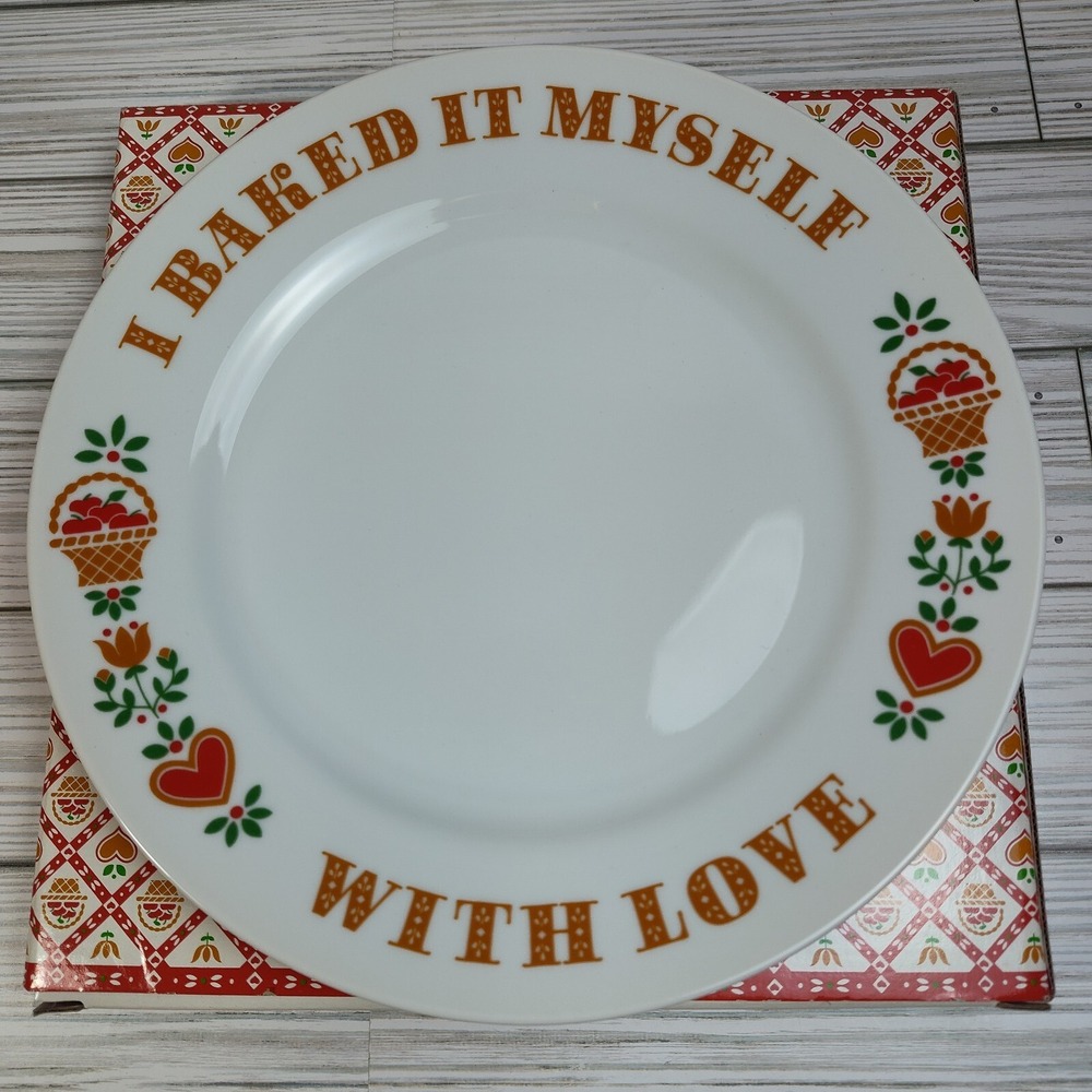 Cottagecore Avon‎ Dessert Cookie Plate "I Baked It Myself With Love" 9" 1982 NEW